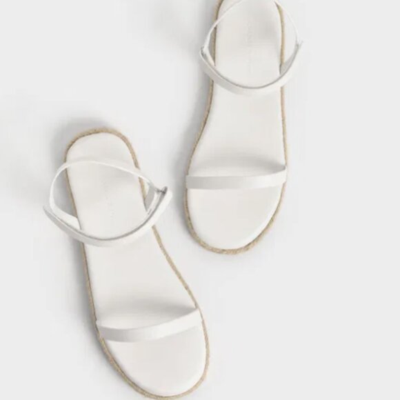 Charles & Keith White Ankle-Strap Flat Espadrille Sandals EU36 - Picture 13 of 13